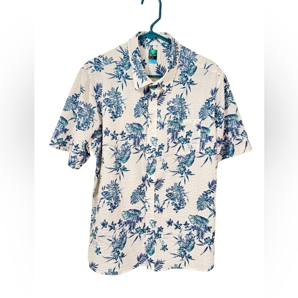 Pro Tour Men’s Textured Tropical Golf Button-Up Shirt  Size XL Cool Play